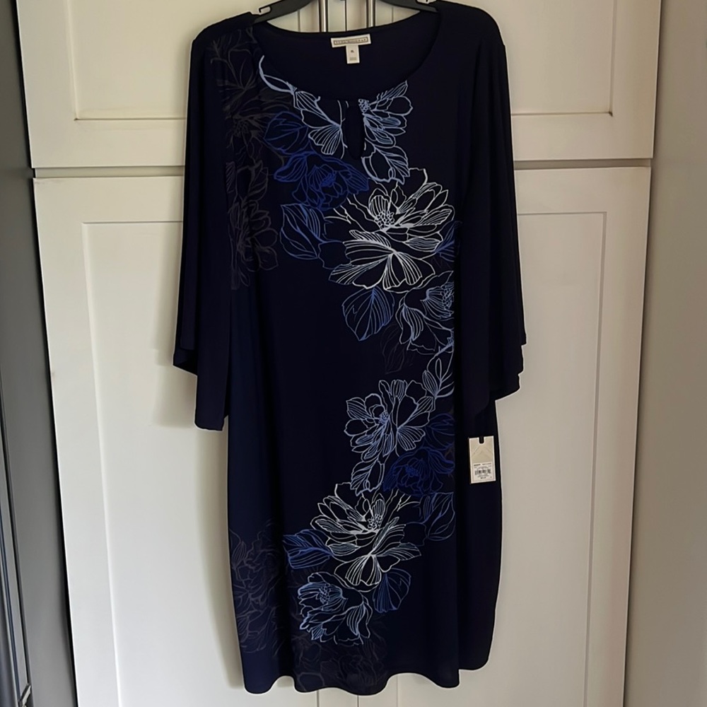3/4 sleeve blue dress